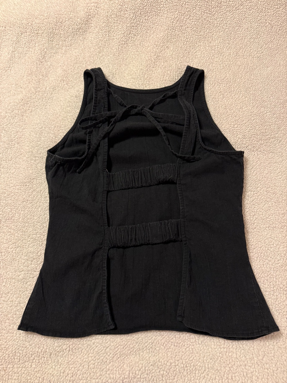 Free People Kaylor Backless Top Black Peplum Tank Cutout Tie-Back Linen Blend - Picture 8 of 11